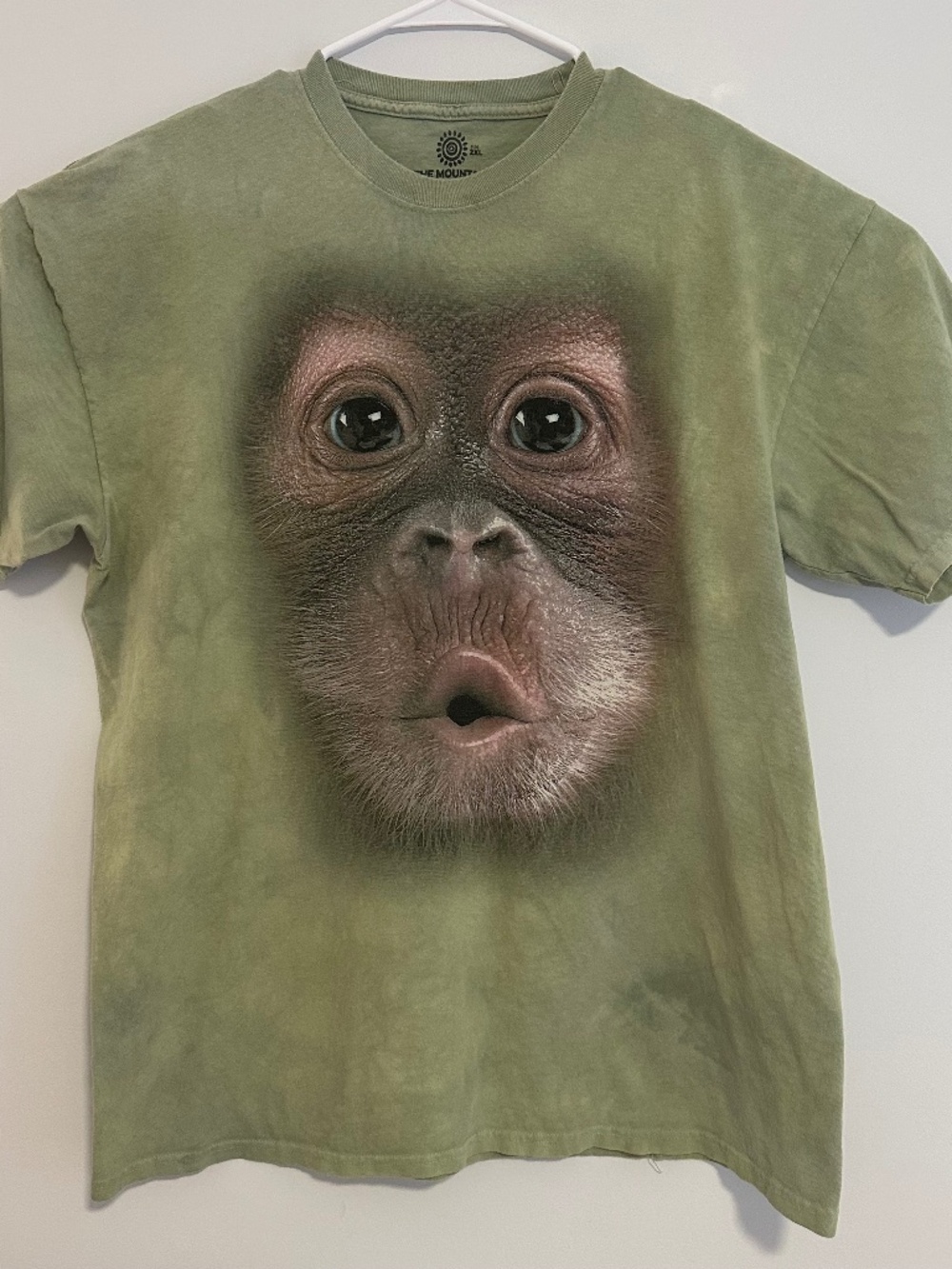 The Mountain Monkey Face T-Shirt 2XL Green Acid Wash Y2K Short Sleeve